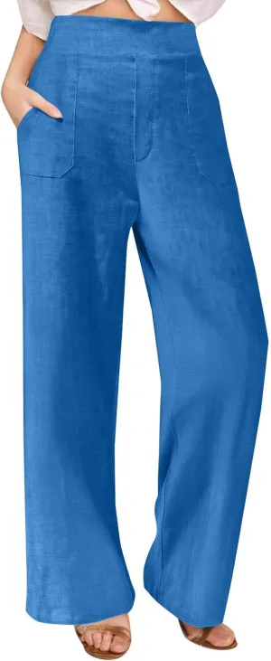 Women's Dressy Business High Waist Stretchy Pants Summer Casual Office Out Trousers Slim Fashion Bottom with Pocket