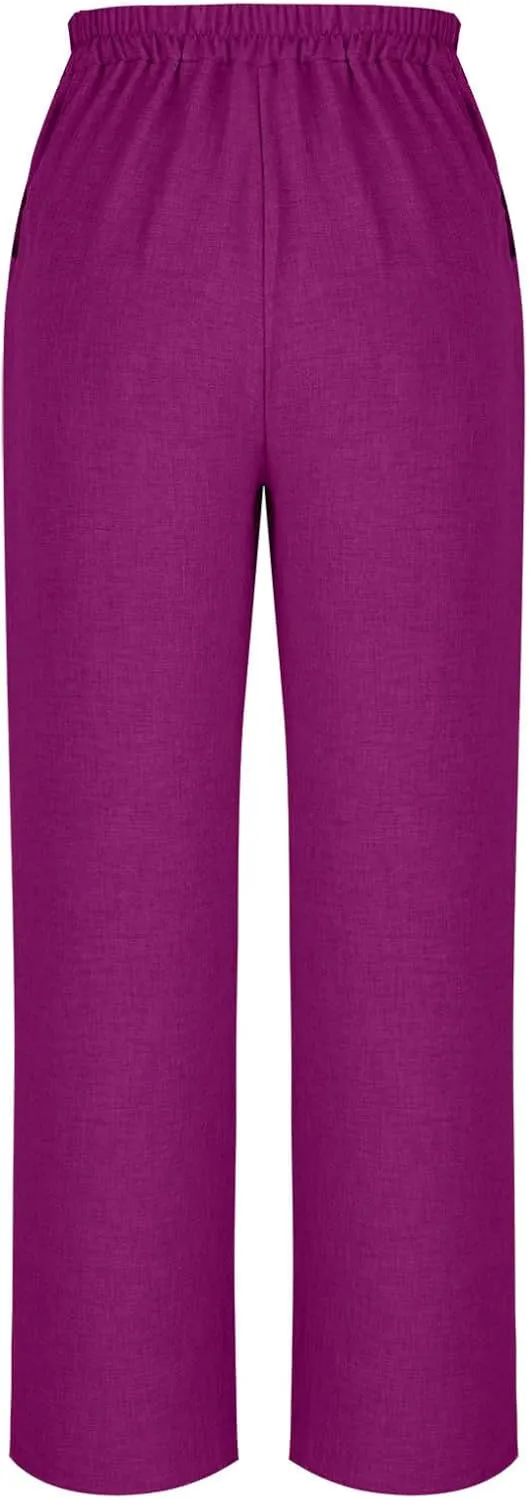 Women's Dressy Business High Waist Stretchy Pants Summer Casual Office Out Trousers Slim Fashion Bottom with Pocket