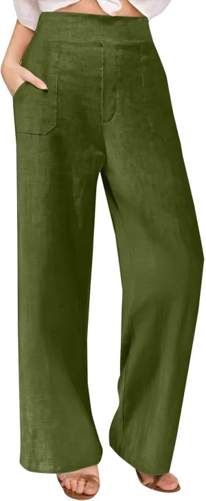 Women's Dressy Business High Waist Stretchy Pants Summer Casual Office Out Trousers Slim Fashion Bottom with Pocket
