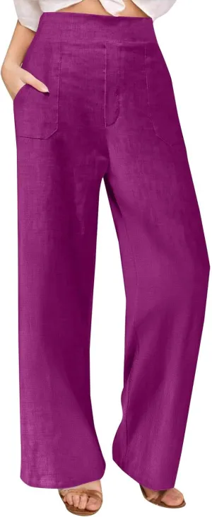 Women's Dressy Business High Waist Stretchy Pants Summer Casual Office Out Trousers Slim Fashion Bottom with Pocket