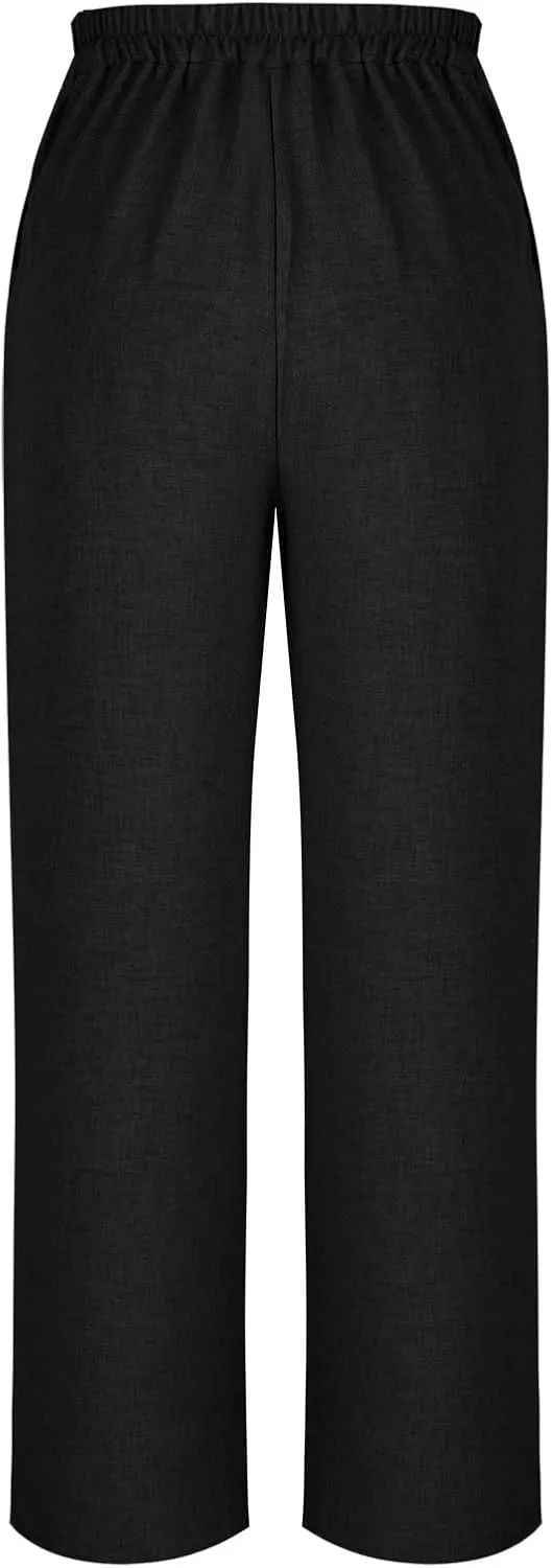 Women's Dressy Business High Waist Stretchy Pants Summer Casual Office Out Trousers Slim Fashion Bottom with Pocket