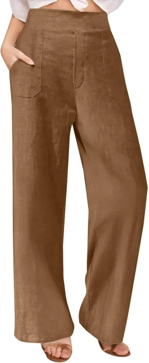Women's Dressy Business High Waist Stretchy Pants Summer Casual Office Out Trousers Slim Fashion Bottom with Pocket