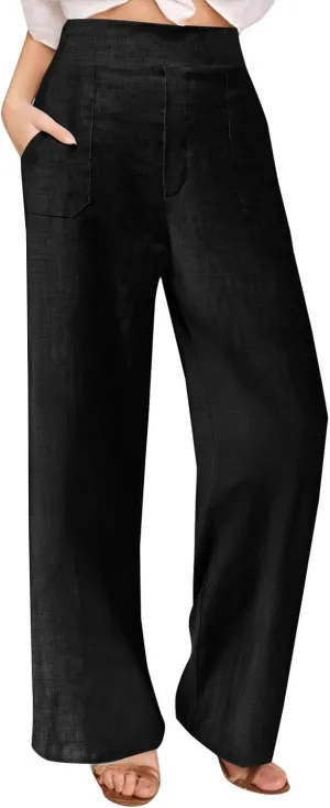 Women's Dressy Business High Waist Stretchy Pants Summer Casual Office Out Trousers Slim Fashion Bottom with Pocket