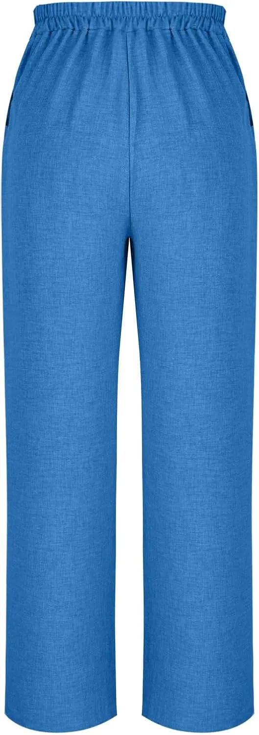 Women's Dressy Business High Waist Stretchy Pants Summer Casual Office Out Trousers Slim Fashion Bottom with Pocket