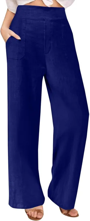 Women's Dressy Business High Waist Stretchy Pants Summer Casual Office Out Trousers Slim Fashion Bottom with Pocket