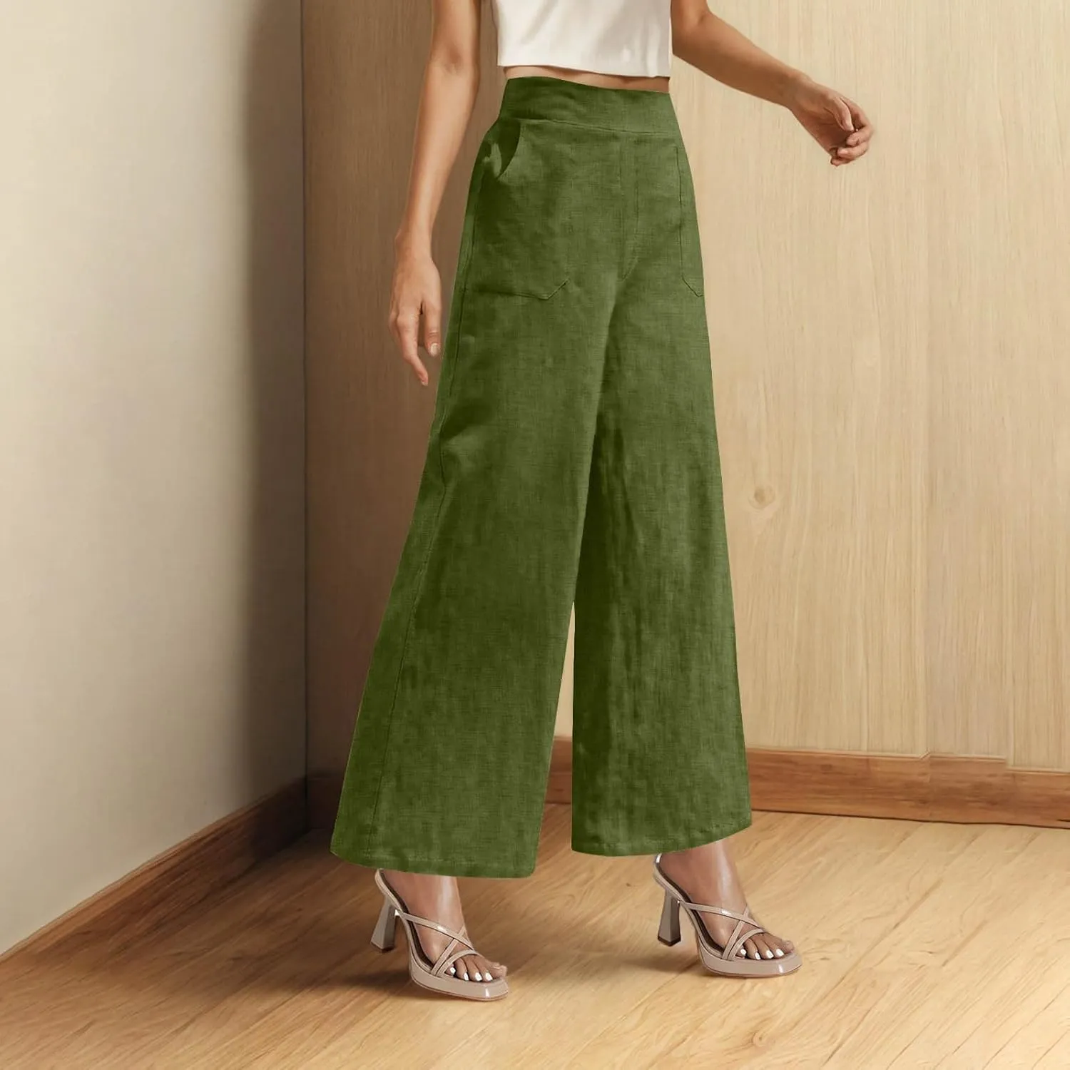 Women's Dressy Business High Waist Stretchy Pants Summer Casual Office Out Trousers Slim Fashion Bottom with Pocket