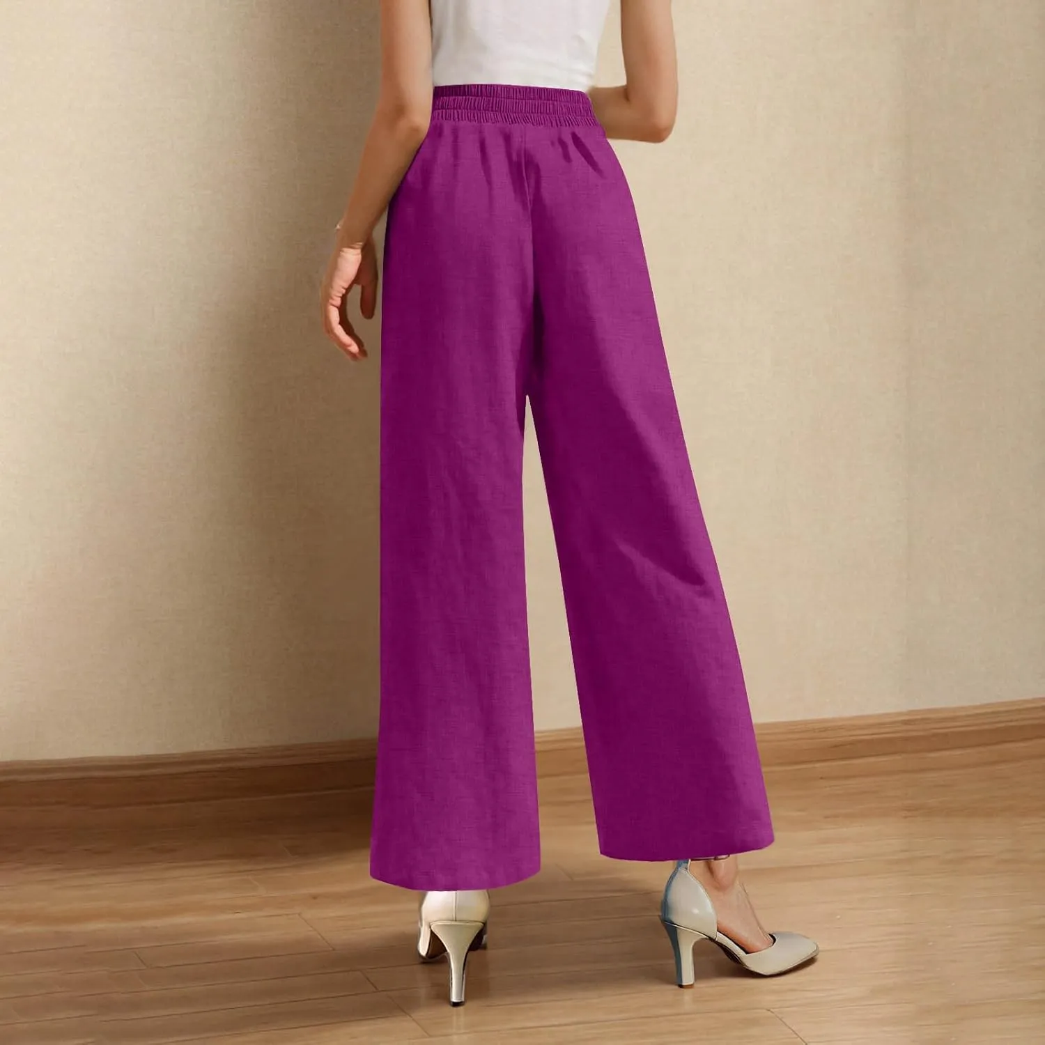 Women's Dressy Business High Waist Stretchy Pants Summer Casual Office Out Trousers Slim Fashion Bottom with Pocket