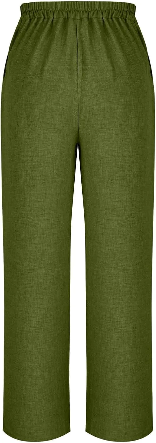 Women's Dressy Business High Waist Stretchy Pants Summer Casual Office Out Trousers Slim Fashion Bottom with Pocket