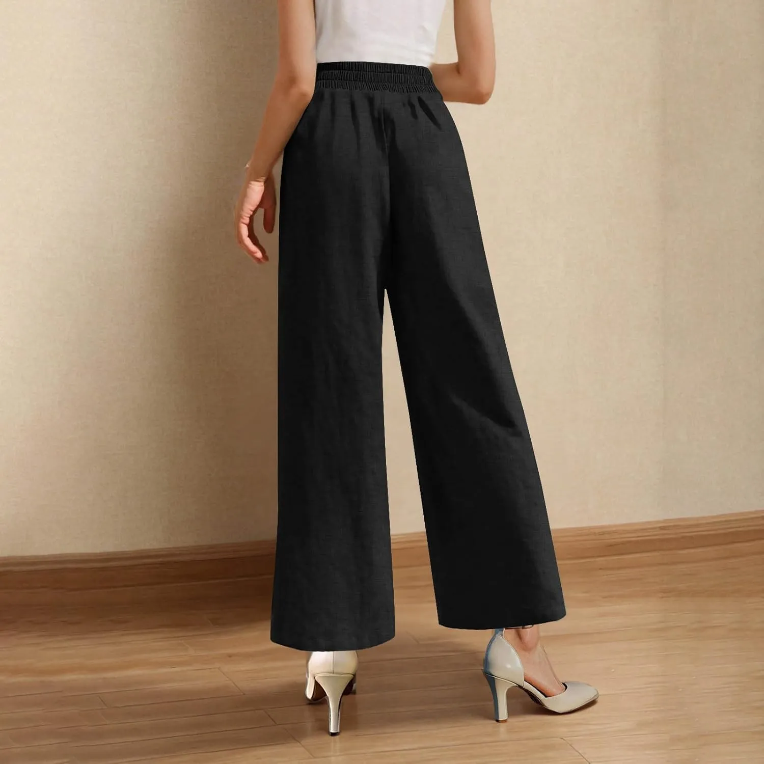 Women's Dressy Business High Waist Stretchy Pants Summer Casual Office Out Trousers Slim Fashion Bottom with Pocket