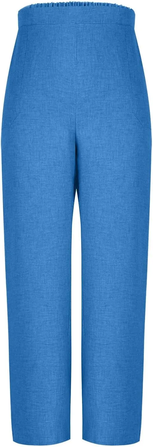 Women's Dressy Business High Waist Stretchy Pants Summer Casual Office Out Trousers Slim Fashion Bottom with Pocket