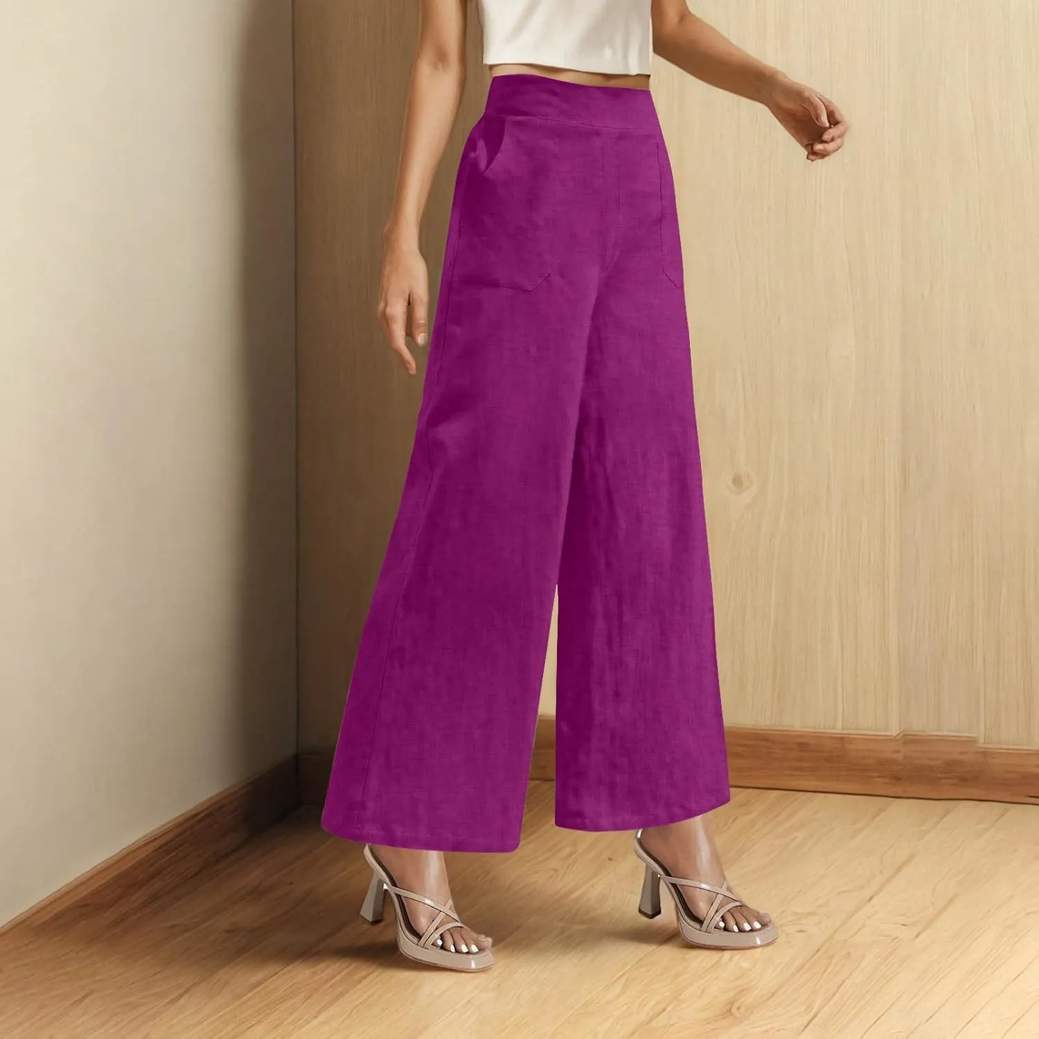 Women's Dressy Business High Waist Stretchy Pants Summer Casual Office Out Trousers Slim Fashion Bottom with Pocket