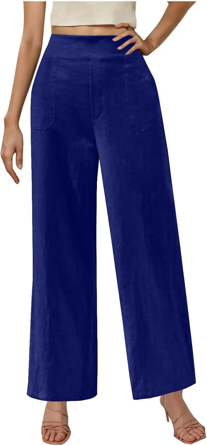 Women's Dressy Business High Waist Stretchy Pants Summer Casual Office Out Trousers Slim Fashion Bottom with Pocket