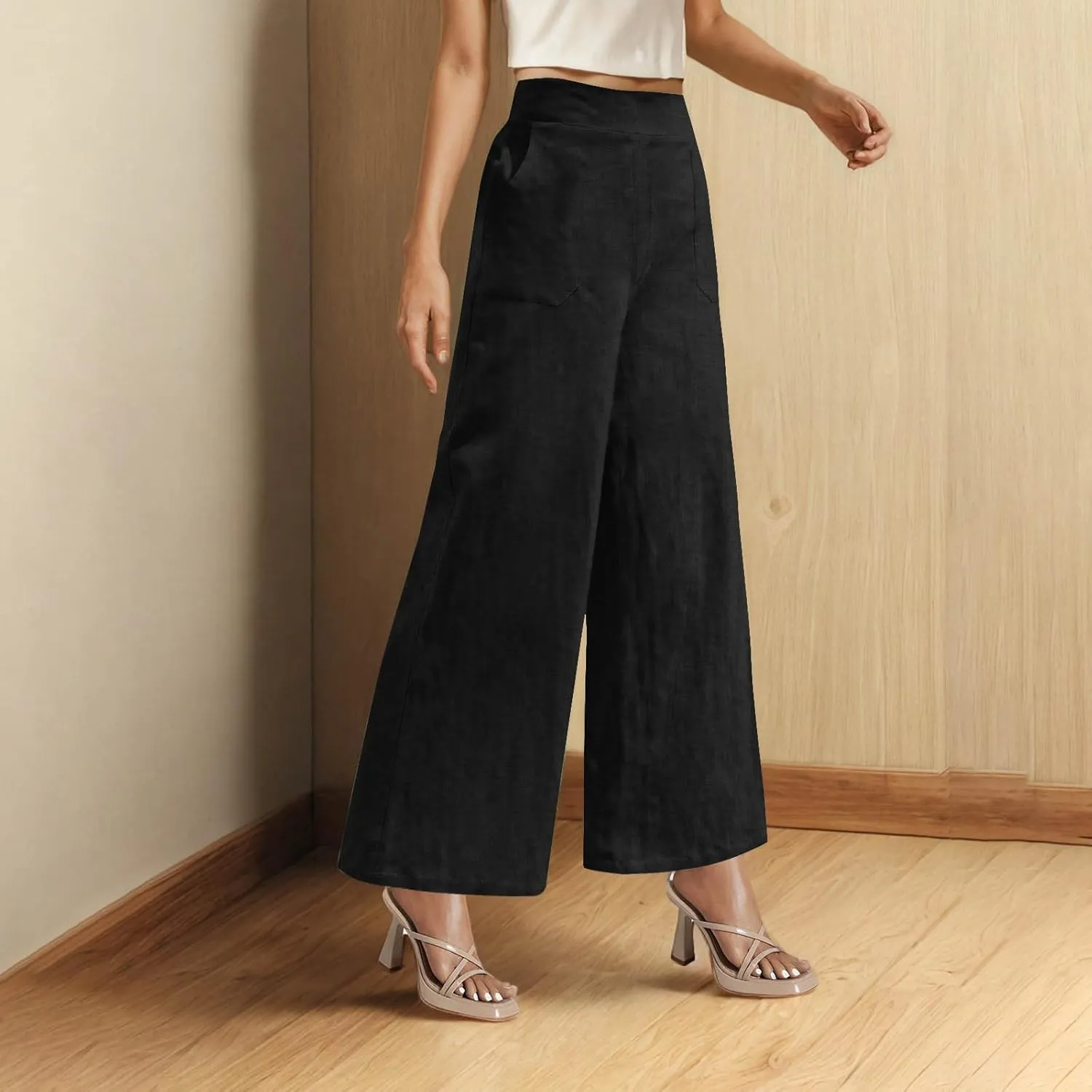 Women's Dressy Business High Waist Stretchy Pants Summer Casual Office Out Trousers Slim Fashion Bottom with Pocket