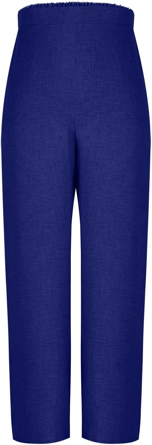 Women's Dressy Business High Waist Stretchy Pants Summer Casual Office Out Trousers Slim Fashion Bottom with Pocket