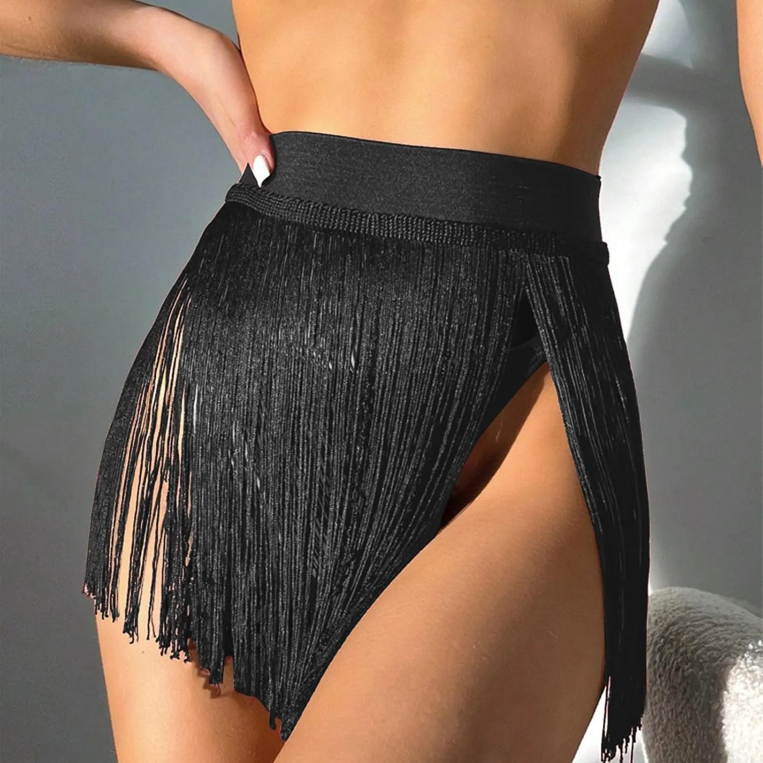 Womens Fringe Trim Mini Skirt Cowgirl Western Festival High Waisted Outfits Rave Bottoms Beach Tassel Bikini Cover Up