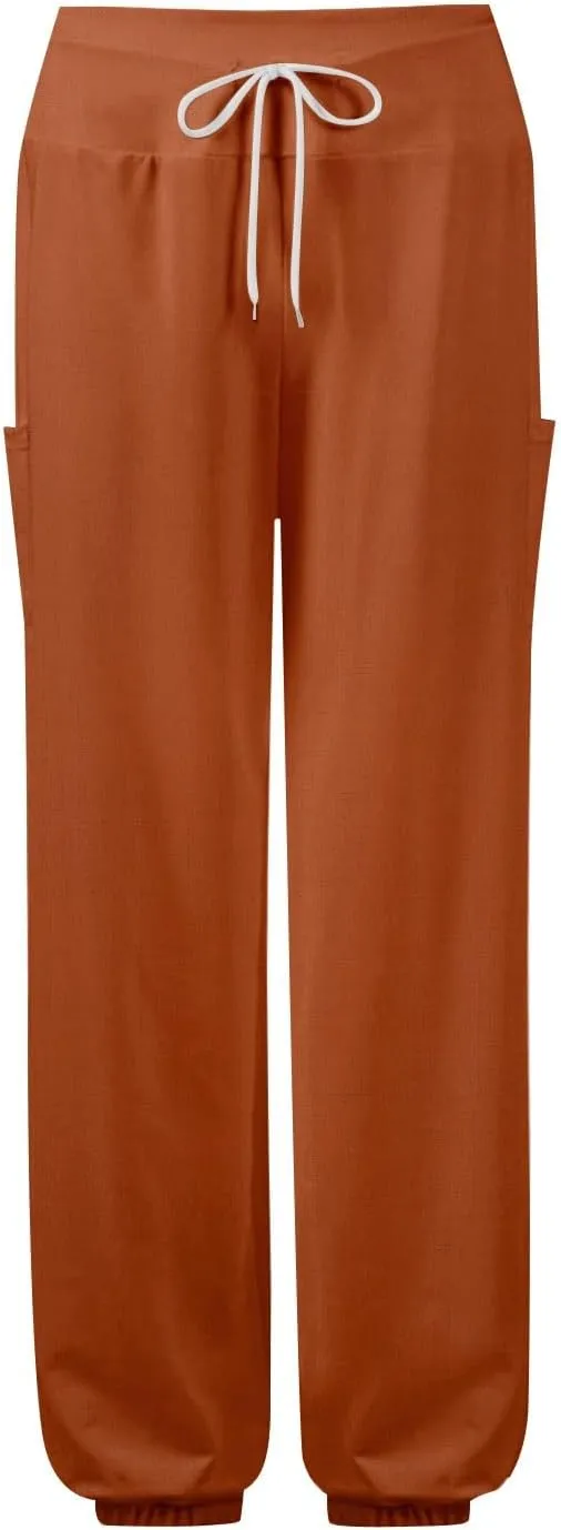 Women's Harem Pants, Hippie Palazzo Pants Boho Joggers High Waist Drawstring Trousers Flowy Clothes Pant with Pockets A1