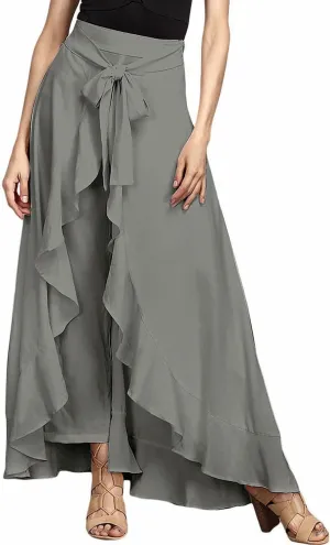 Women's High Waist Wide Leg Pants High Waist Trousers Chiffon Pants Yoga Pants with Pockets for Women