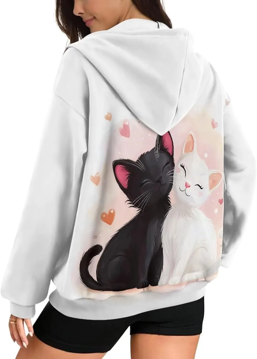 Women's Hoodie Full Zip Up Sweatshirts Long Sleeve Fashion Clothes Oversized Jacket with Pockets
