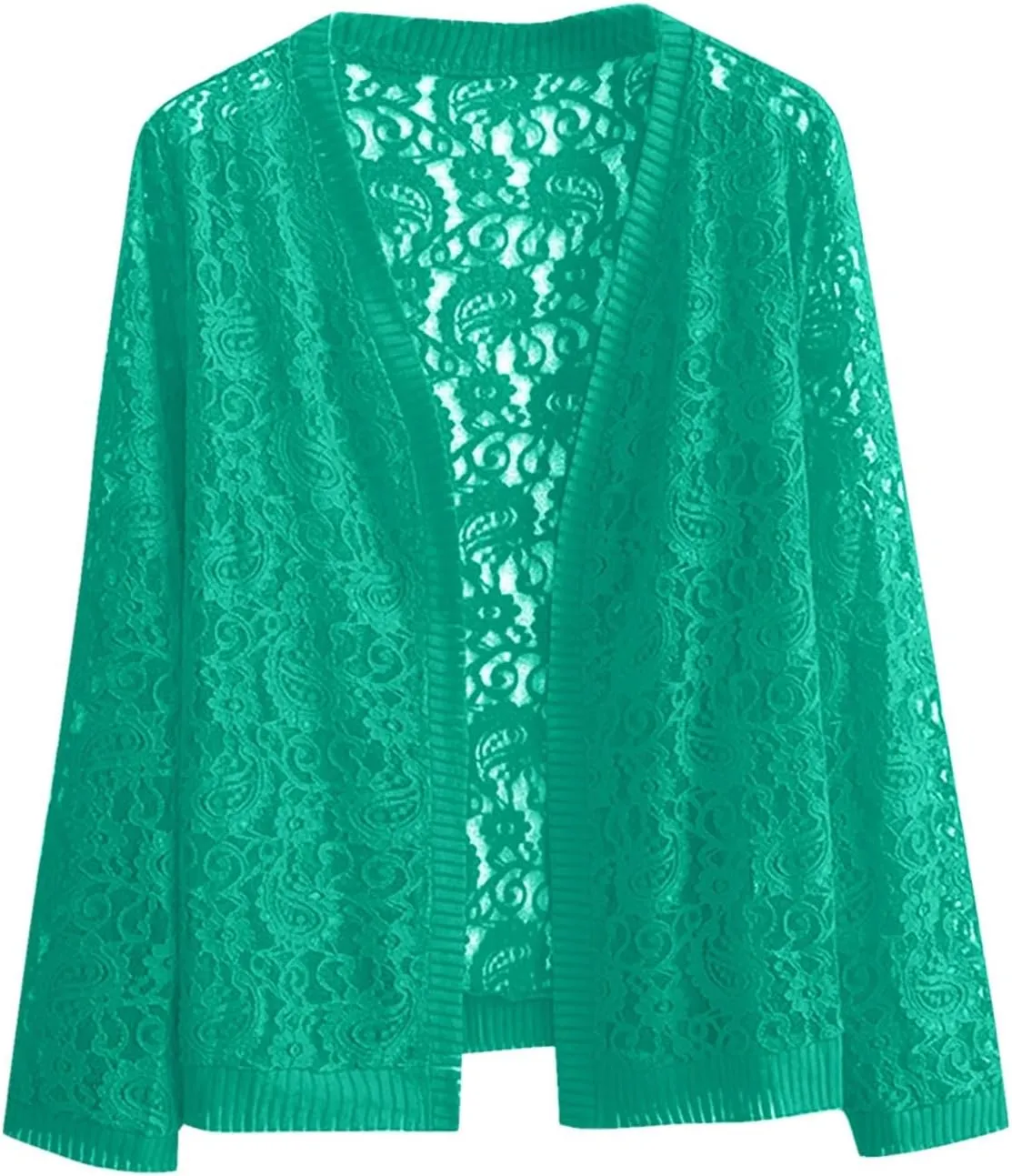 Women's Long Sleeve Lace Cardigan Casual Open Front Floral Lace Shrug Lightweight Summer Cover Up for Evening Dresses