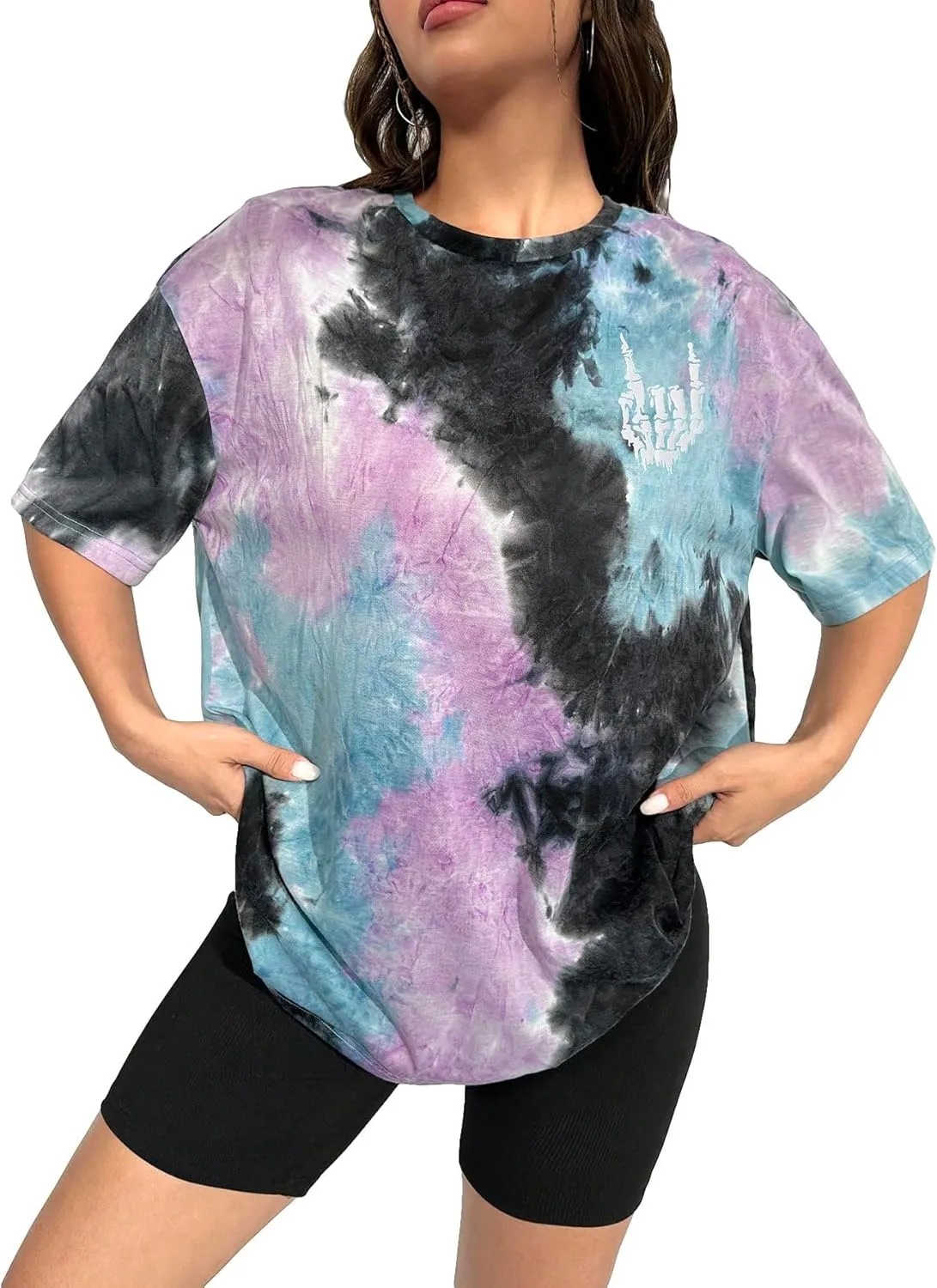 Womens Oversized Graphic Tees Moon Printed Tshirts Butterfly Shirt Vintage Summer Y2K Tops