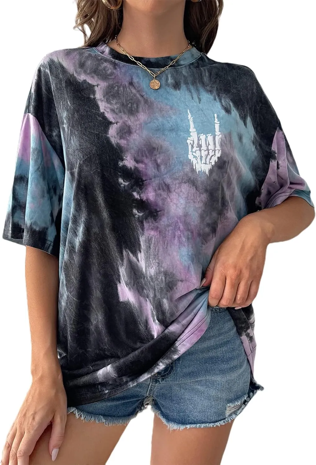 Womens Oversized Graphic Tees Moon Printed Tshirts Butterfly Shirt Vintage Summer Y2K Tops