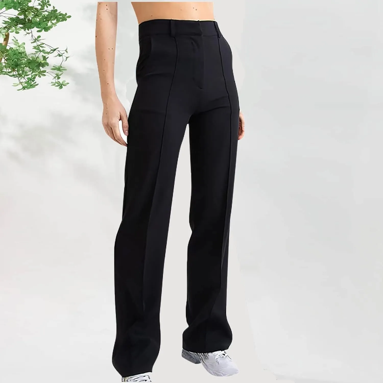 Women's Pants Casual High Waist Trousers Fashion Wide Leg Solid Long Pants Stretchy Work Pants Loose Fit Pants