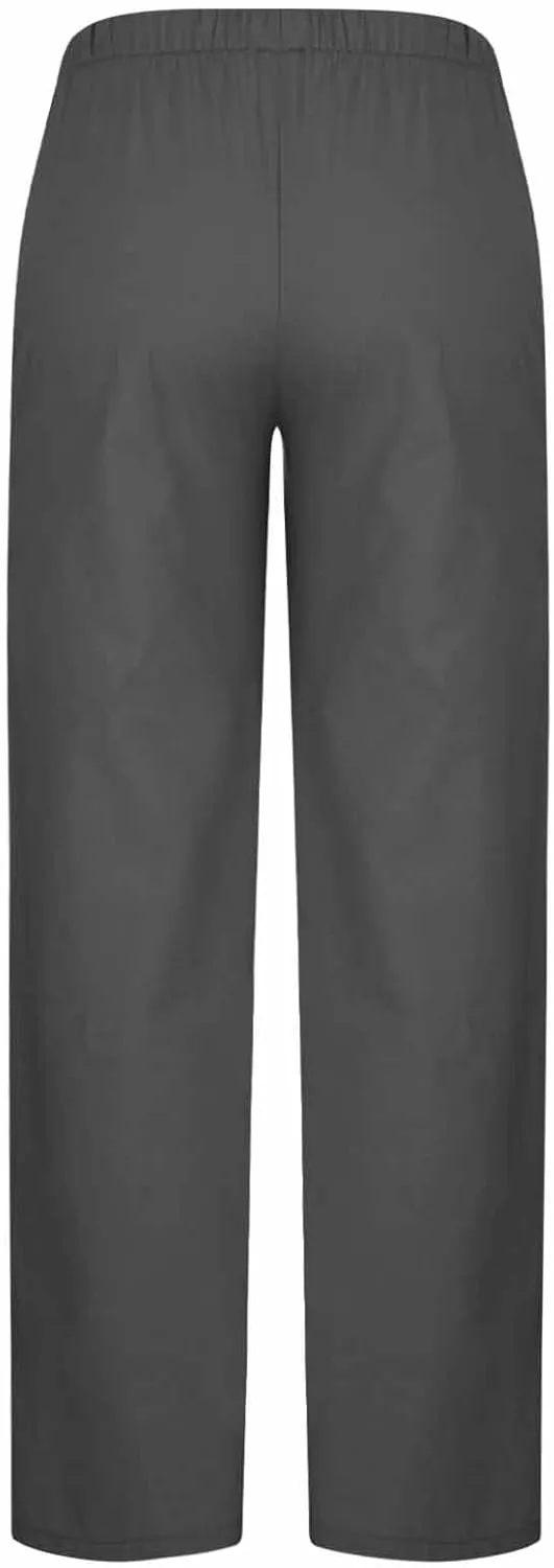 Women's Straight Wide Leg Solid Color Pants High Waist Elastic Summer Trouser with Side Pockets Casual Office Bottom