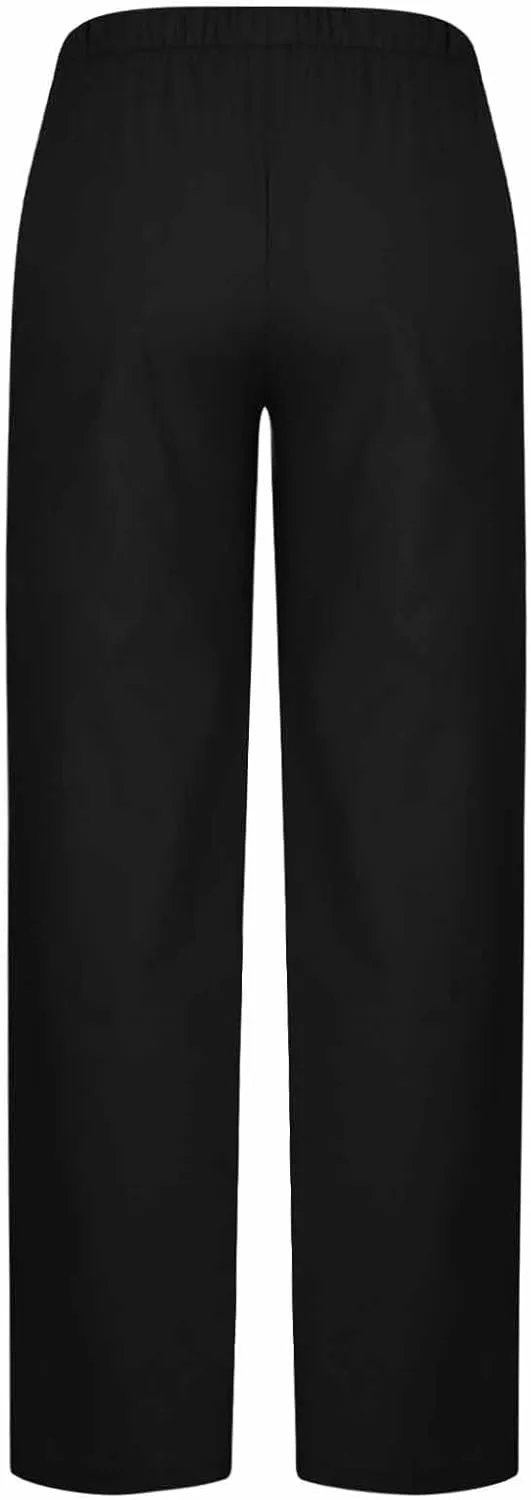 Women's Straight Wide Leg Solid Color Pants High Waist Elastic Summer Trouser with Side Pockets Casual Office Bottom