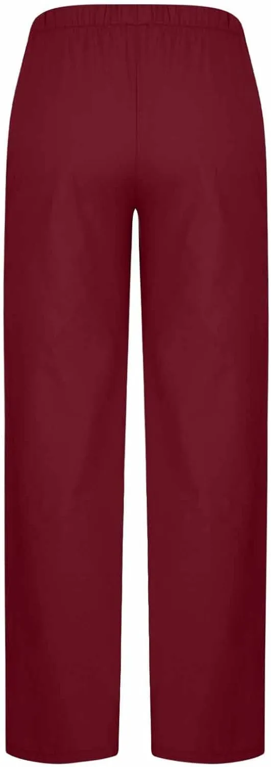 Women's Straight Wide Leg Solid Color Pants High Waist Elastic Summer Trouser with Side Pockets Casual Office Bottom