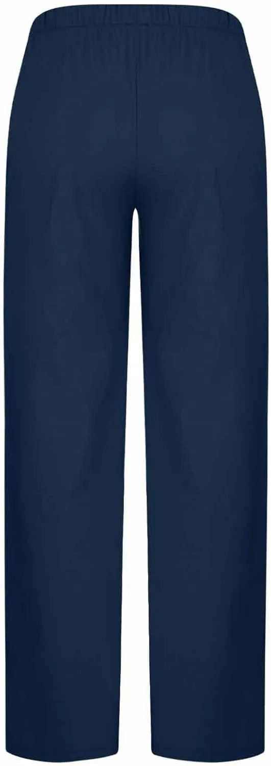 Women's Straight Wide Leg Solid Color Pants High Waist Elastic Summer Trouser with Side Pockets Casual Office Bottom