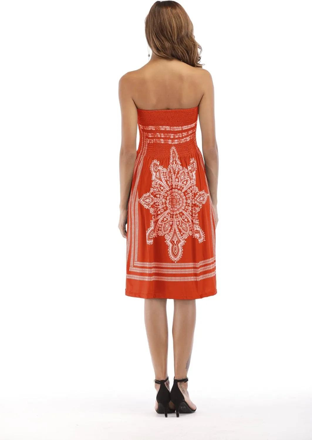 Women's Strapless Floral Bohemian Casual Mini Beach Dress Cover-ups Dress