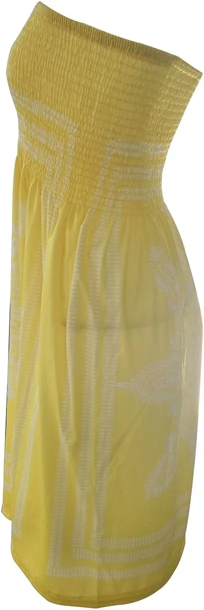 Women's Strapless Floral Bohemian Casual Mini Beach Dress Cover-ups Dress
