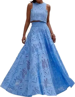 Women's Summer 2 Piece Outfits,Crop Tank Tops Long Skirt,Set Sleeveless Maxi Dress Nightclub Party Dress with Pocket Summer