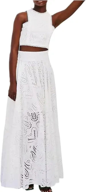 Women's Summer 2 Piece Outfits,Crop Tank Tops Long Skirt,Set Sleeveless Maxi Dress Nightclub Party Dress with Pocket Summer