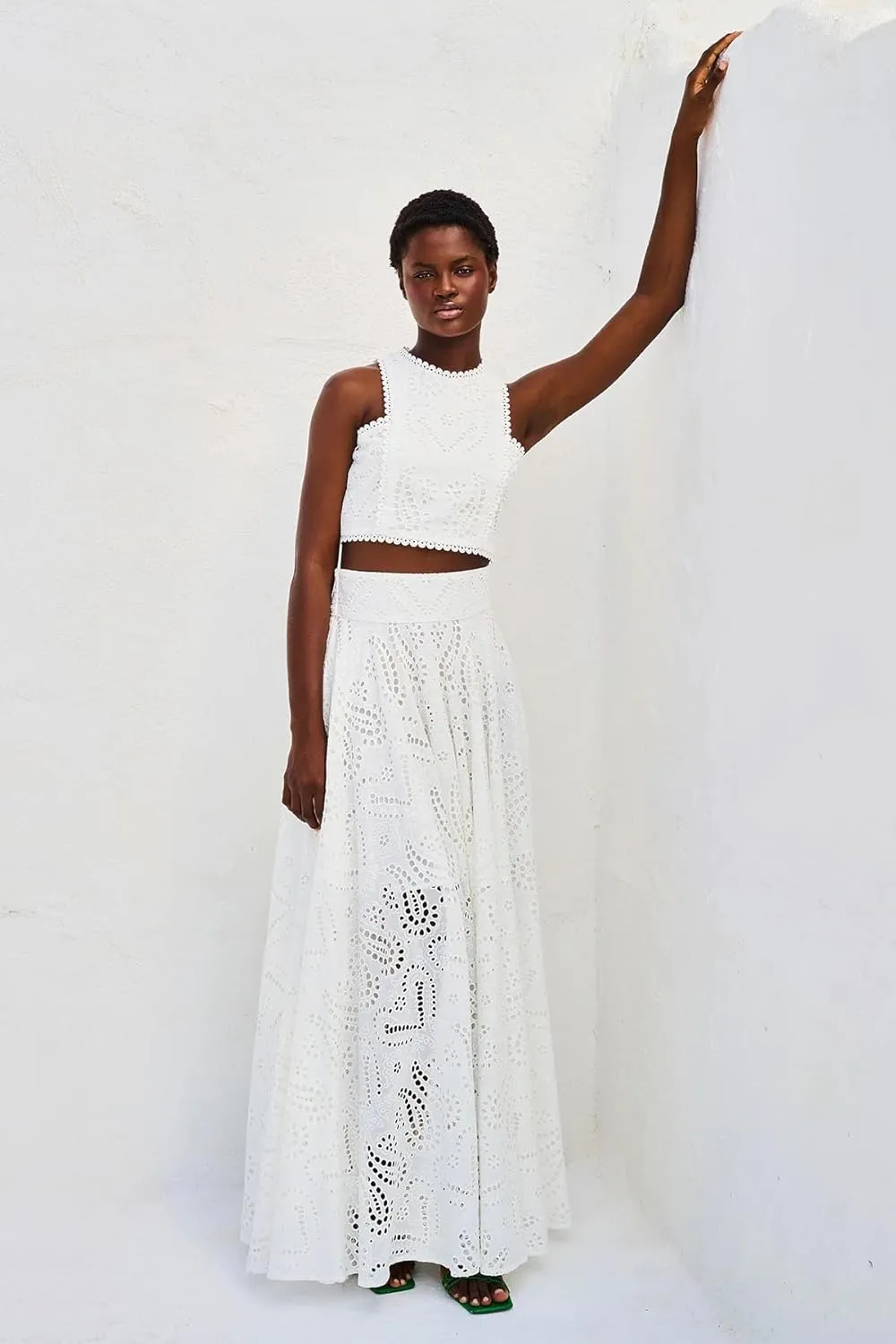 Women's Summer 2 Piece Outfits,Crop Tank Tops Long Skirt,Set Sleeveless Maxi Dress Nightclub Party Dress with Pocket Summer