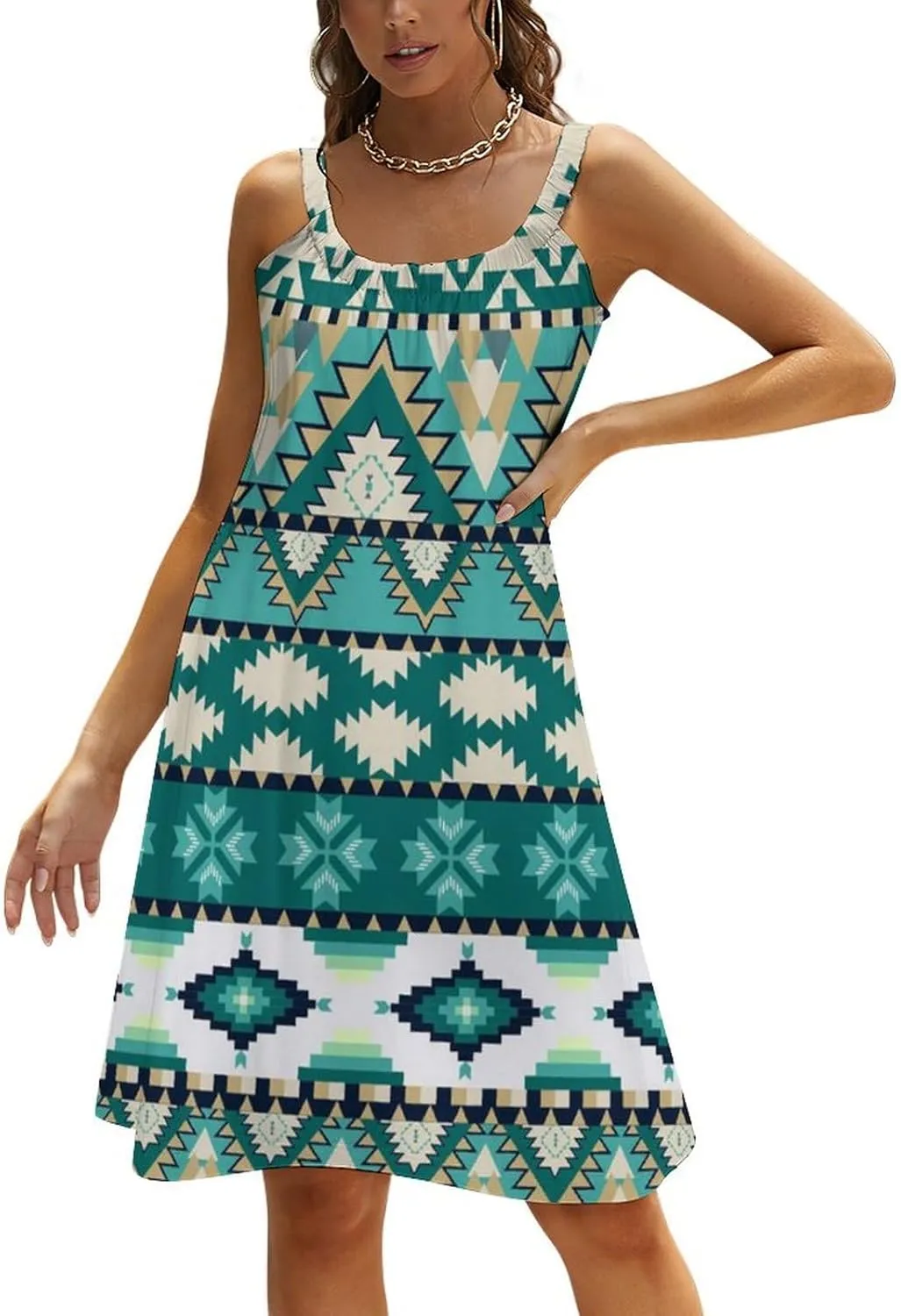 Women's Summer Casual Swing Beach Dresses Sleeveless Beach Cover Ups Swimwear