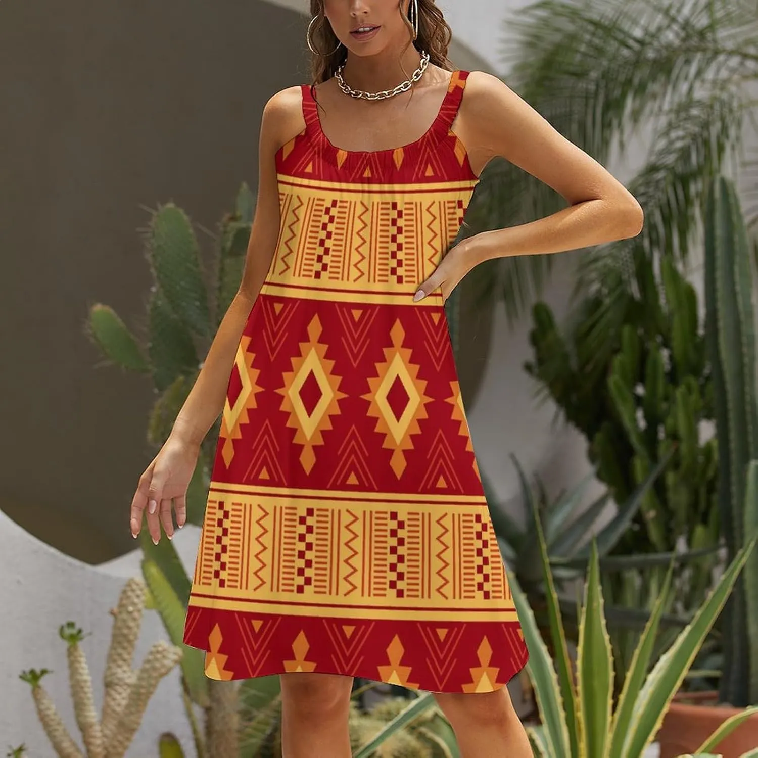 Women's Summer Casual Swing Beach Dresses Sleeveless Beach Cover Ups Swimwear