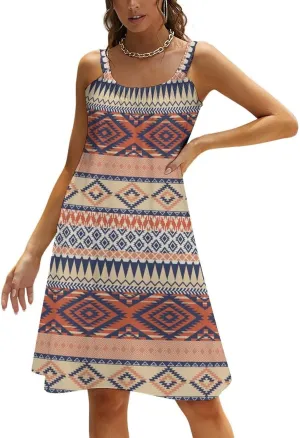 Women's Summer Casual Swing Beach Dresses Sleeveless Beach Cover Ups Swimwear