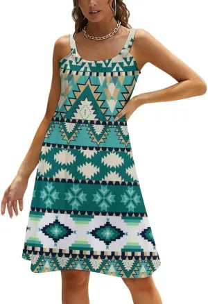 Women's Summer Casual Swing Beach Dresses Sleeveless Beach Cover Ups Swimwear