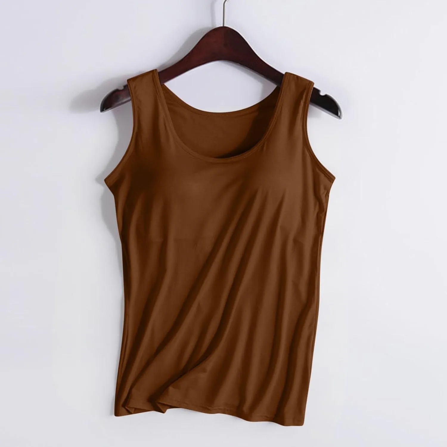 Womens Tank Top with Built in Bra Sleeveless Yoga Workout Shirt Summer Lounge Running Tops Solid Padded Undershirt