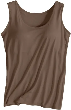 Womens Tank Top with Built in Bra Sleeveless Yoga Workout Shirt Summer Lounge Running Tops Solid Padded Undershirt