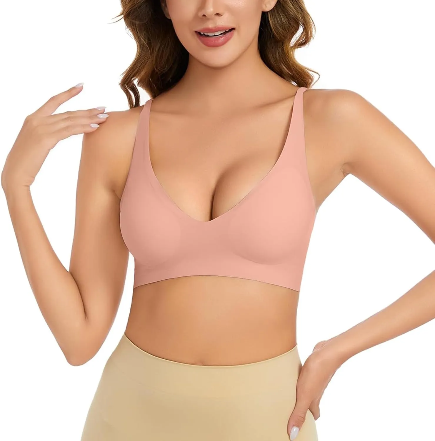 Women's Wirefree Full-Coverage Bras Everyday Seamless Padded Lace Breathable Bra Bralettes