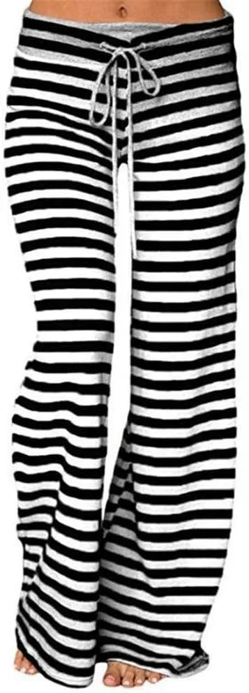 Women's Yoga Pants Leggings Women Striped High Waist Elastic Loose Wide Leg Trousers Dancing Yoga Pants