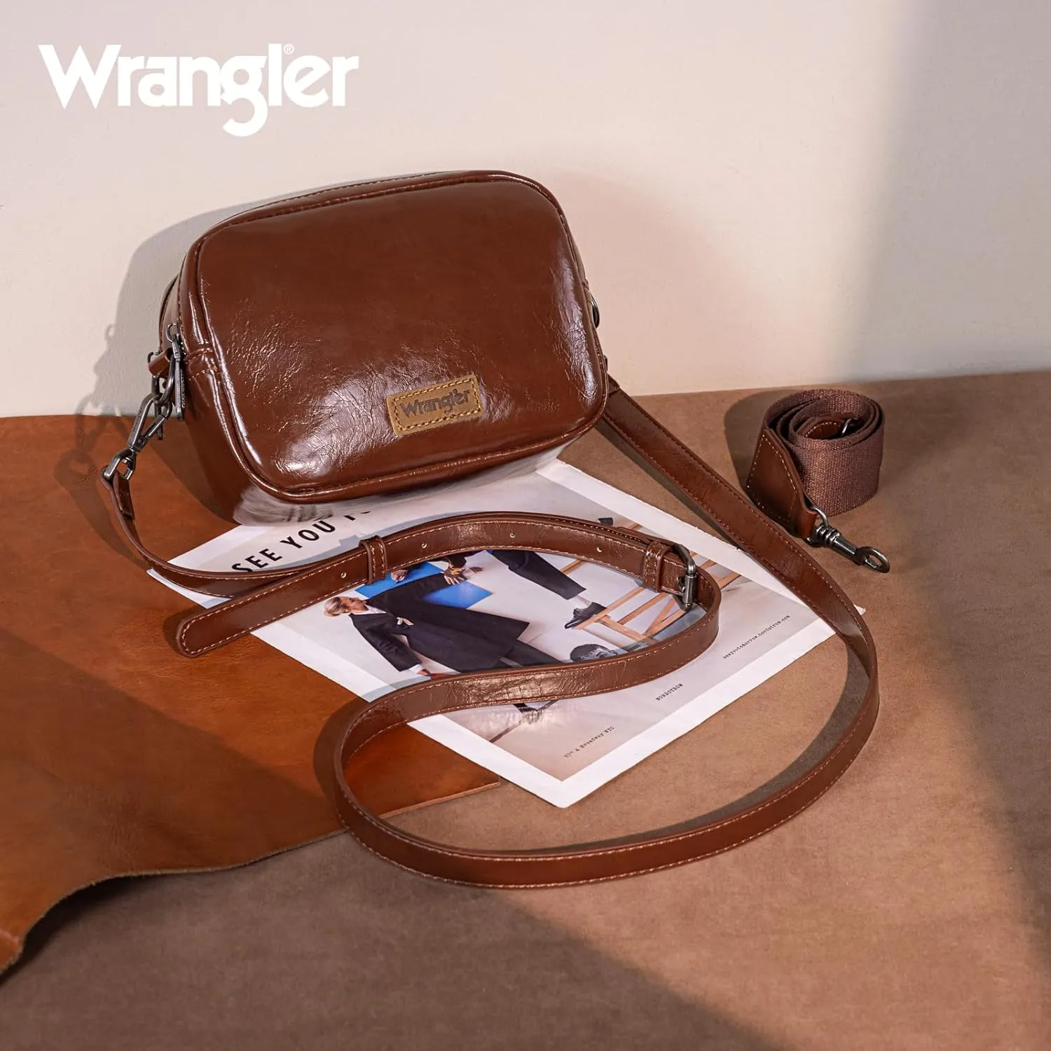 Wrangler Crossbody Bags for Women Shoulder Handbag with Dual Zipper Design